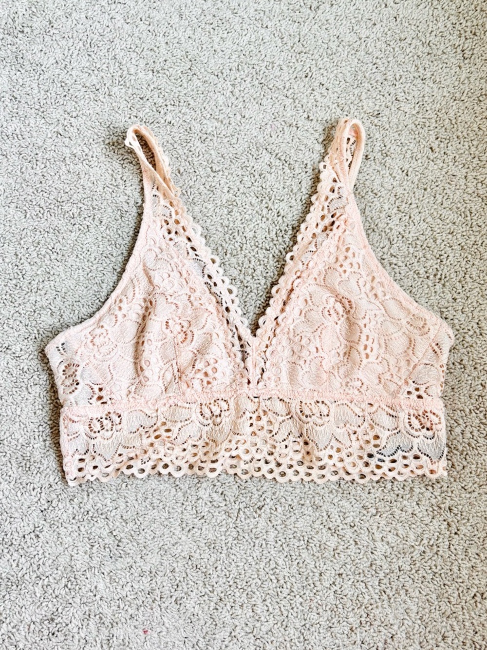 american eagle aerie light pink floral lace longline unlined bralette